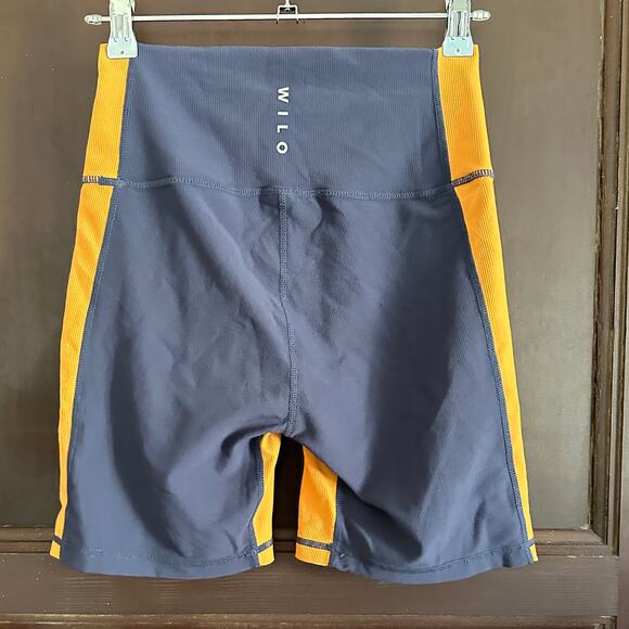 WILO the Label | Blue and Gold Workout Bike Shorts | Size Small - Picture 3 of 4